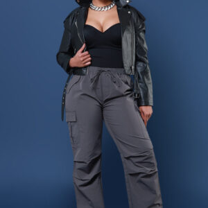 Overqualified Wide Leg Parachute Pants - Charcoal