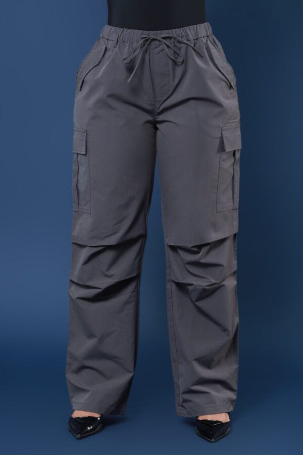 Overqualified Wide Leg Parachute Pants - Charcoal - Image 3