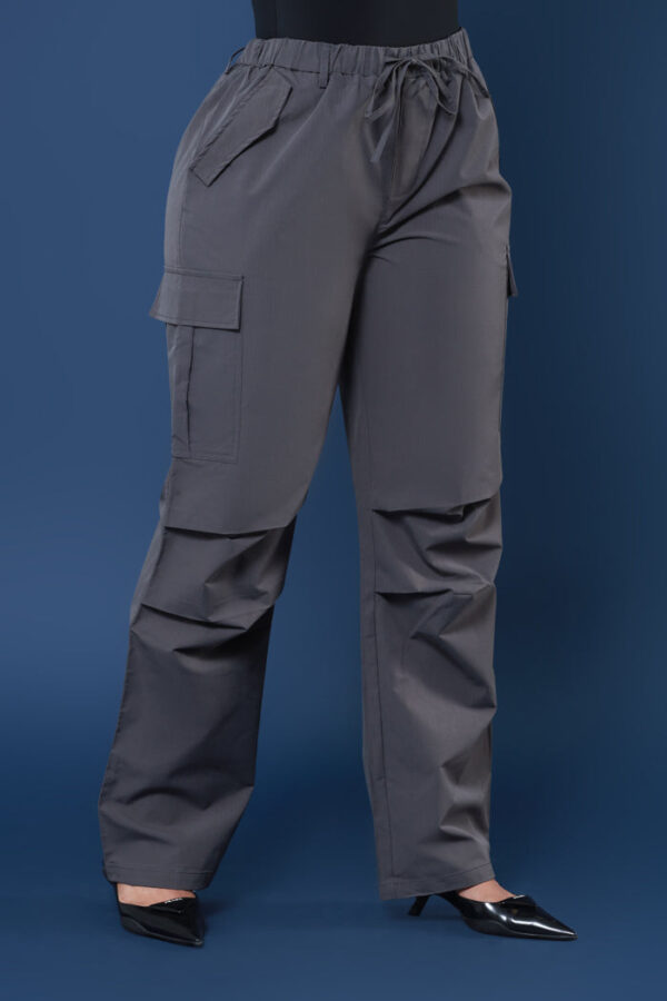 Overqualified Wide Leg Parachute Pants - Charcoal - Image 5