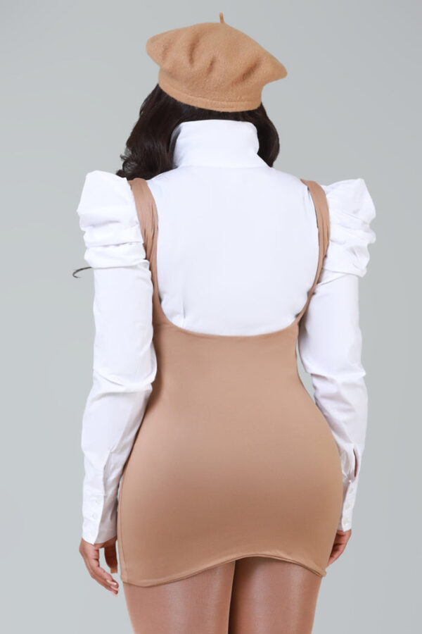 Second Skin Sculpting Open Back Mini Dress - Latte - Image 2