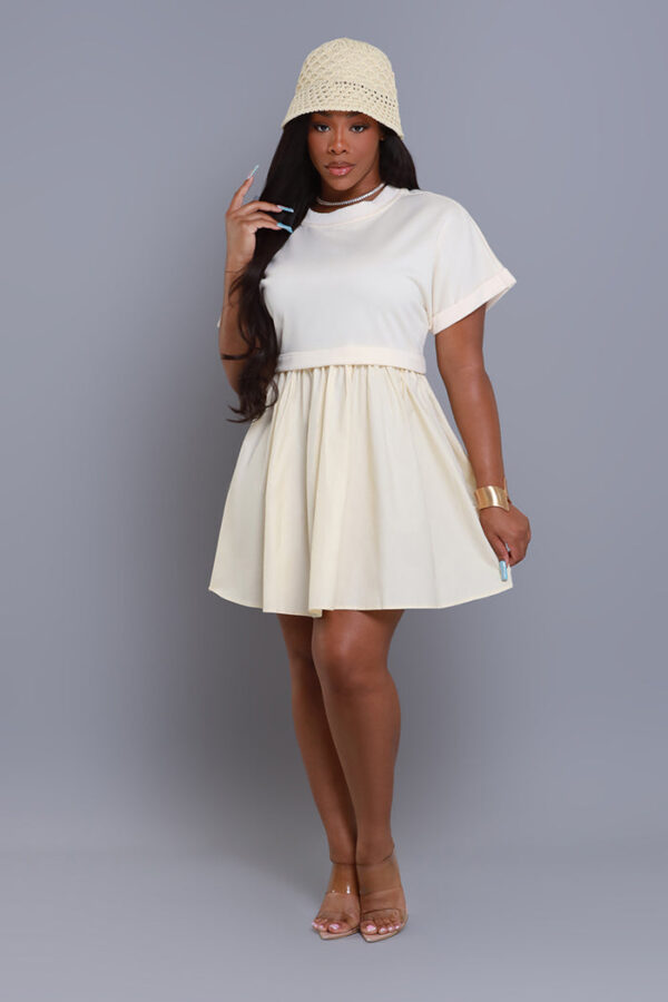 How Does It Feel Short Sleeve Mini Dress - Cream