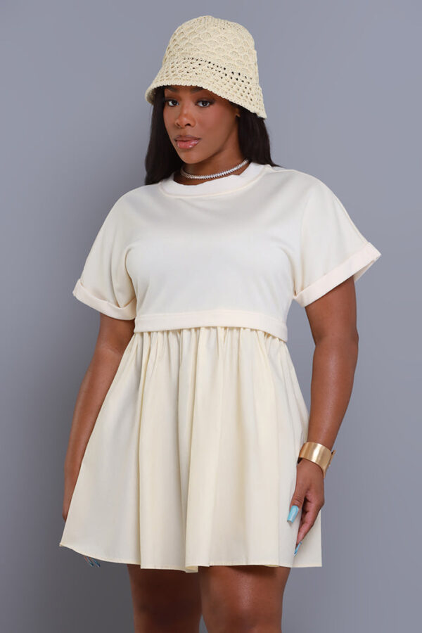 How Does It Feel Short Sleeve Mini Dress - Cream - Image 4