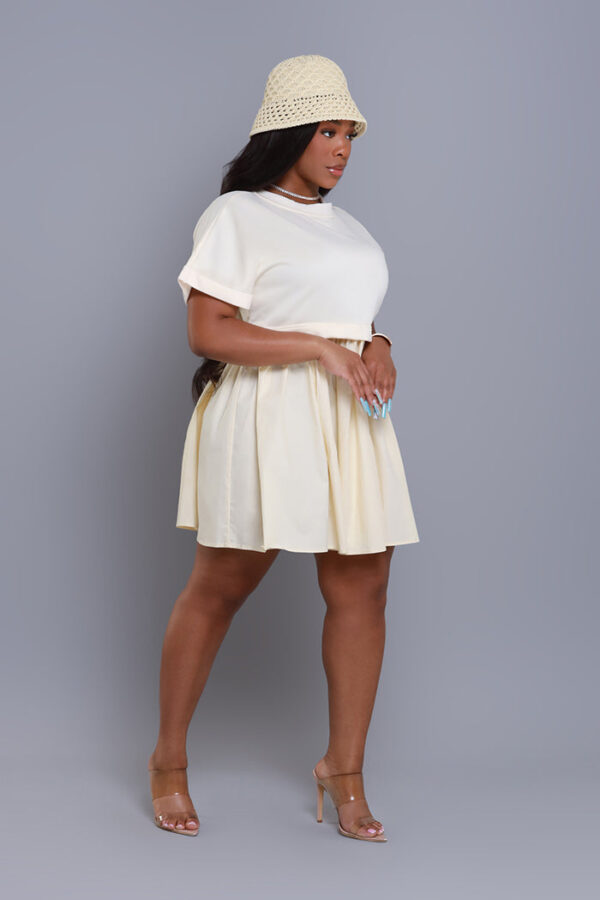 How Does It Feel Short Sleeve Mini Dress - Cream - Image 3